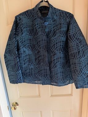 Asiatica vintage Navy Blue Patterned Silk Jacket